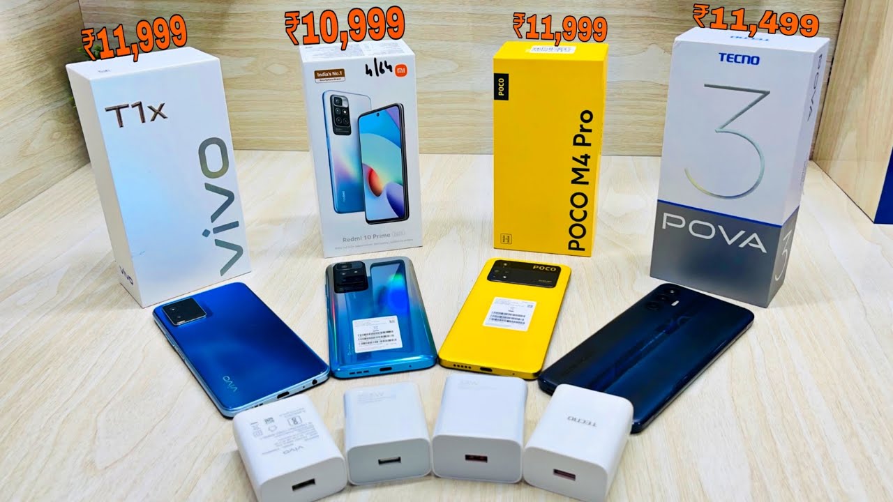 Vivo T1x 🆚 Redmi 10 Prime 2022 🆚 Poco M4 Pro 🆚 Tecno Pova 3 ⚡ Unboxing & Comparison Full Details 🔥
