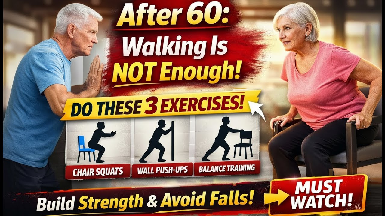 “After 60, Walking Isn’t Enough — Avoid Weakness with These 3 Exercises!”
