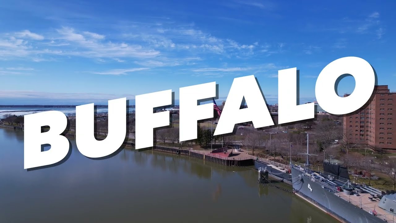 BUFFALO NY - 4K Drone Video of an Early Spring Afternoon
