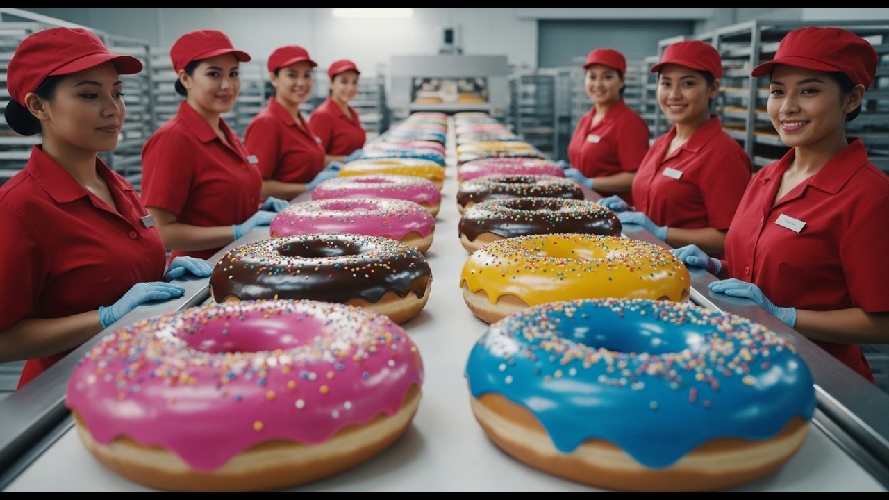 The process of making amazing donuts - American-style donut making: Factory Tour