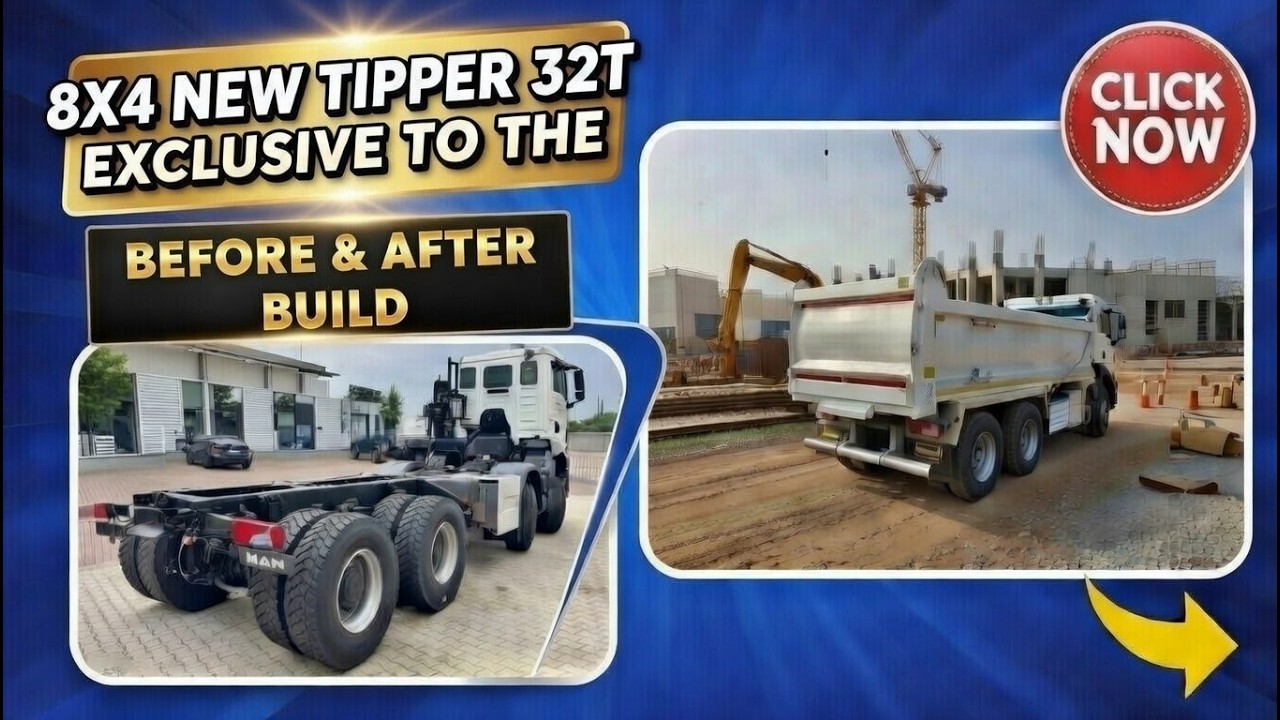 MAN TIPPER 32T 8X4 TRUCK BEFORE BUILD & AFTER BUILD EXCLUSIVE AT THE TRUCK BUILDER BODY MANUFACTURE.
