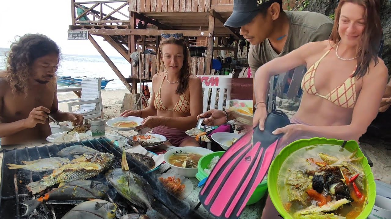 Эта прекрасная кавказская женщина впервые пробует свежие морепродукты | поймать и приготовить