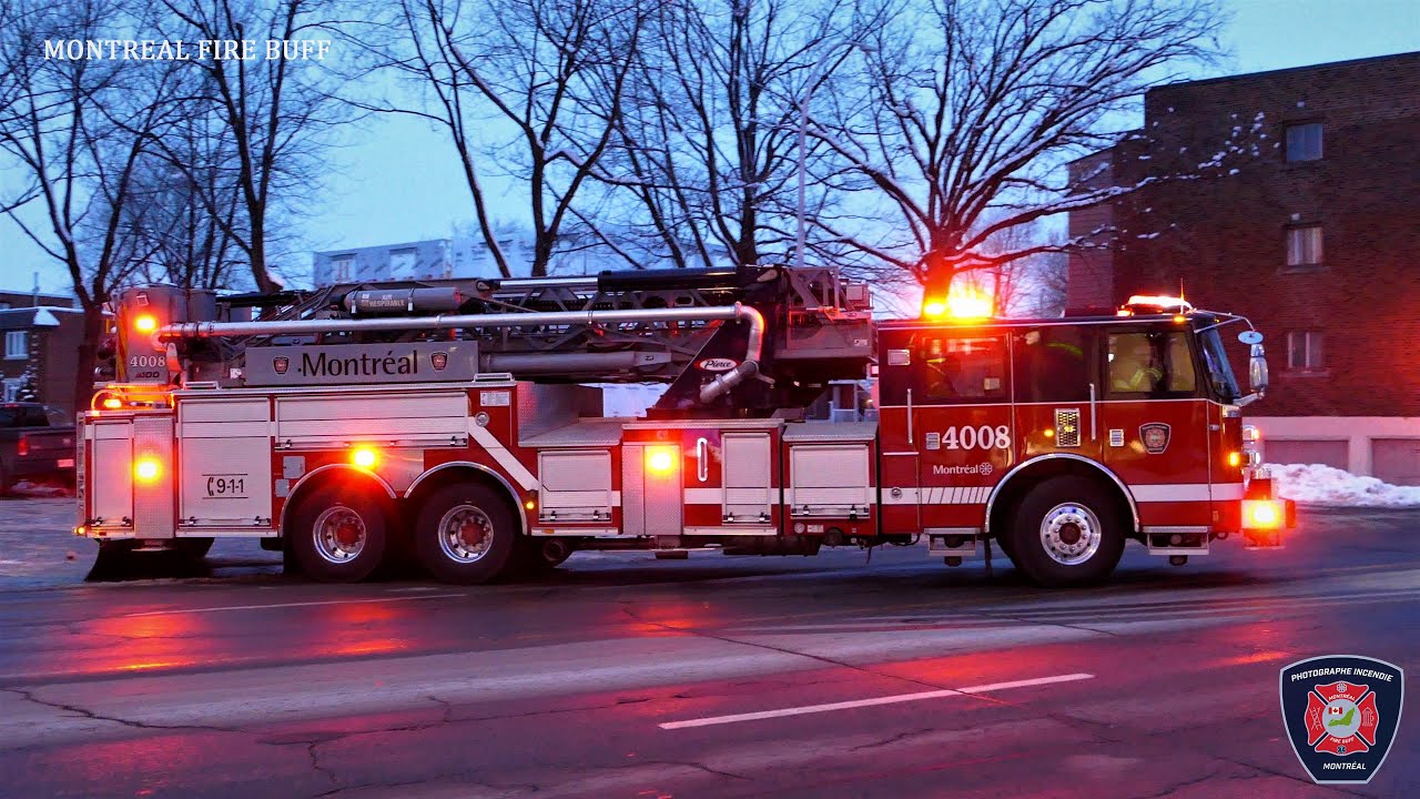 *BRAND-NEW* Montreal Fire Service - Tower Ladder 4008 & Pumper 208M Responding