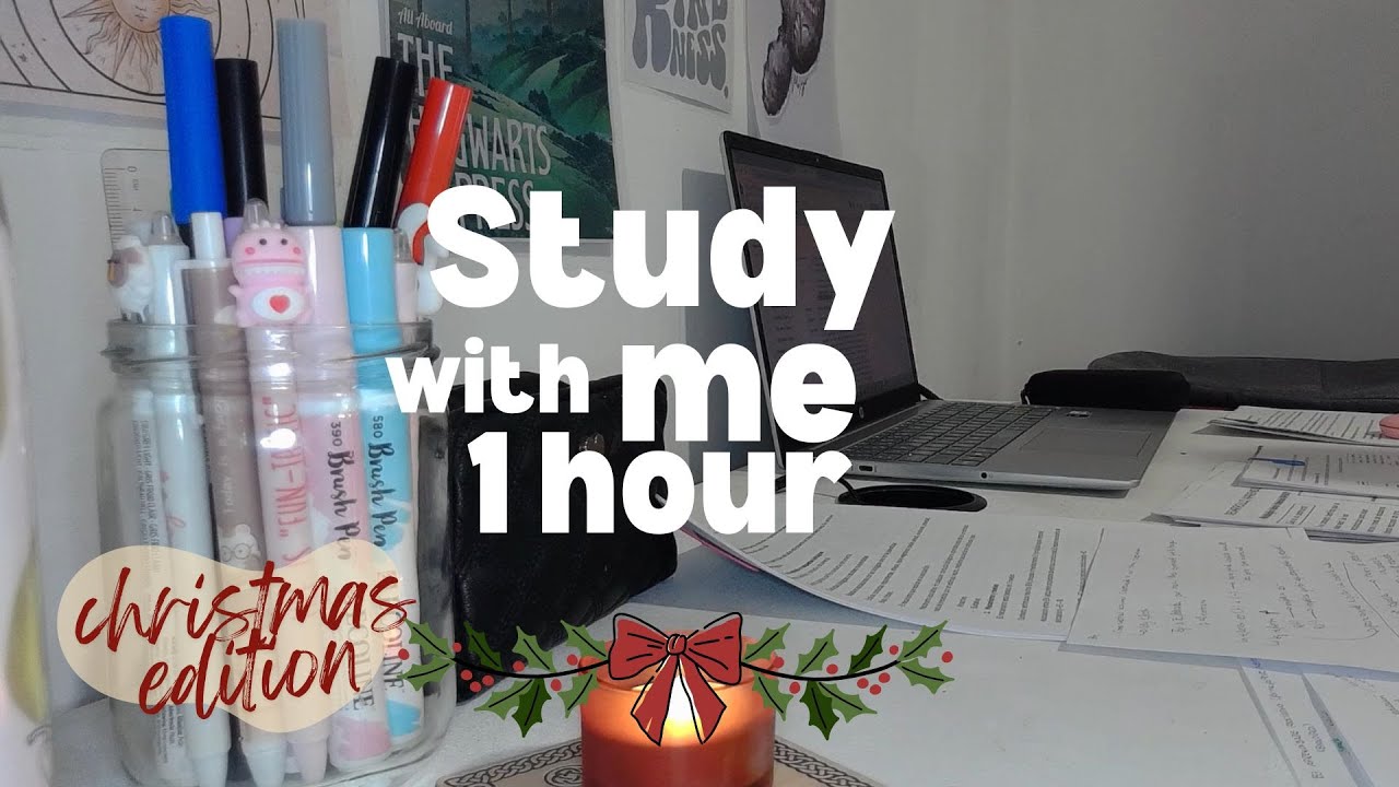 1-HOUR STUDY WITH ME with crackling fire 🔥| No music | Day 39