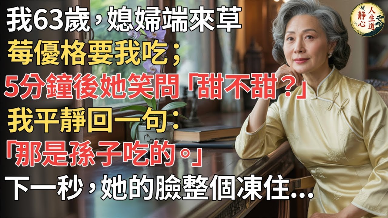 【我63歲】媳婦端來草莓優格要我吃；5分鐘後她笑問「甜不甜？」我平靜回一句：「那是孫子吃的。」下一秒，她的臉整個凍住…