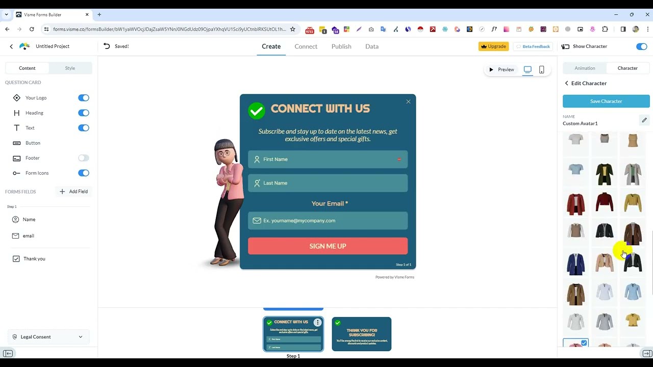 visme animated contact form | Visme contact form