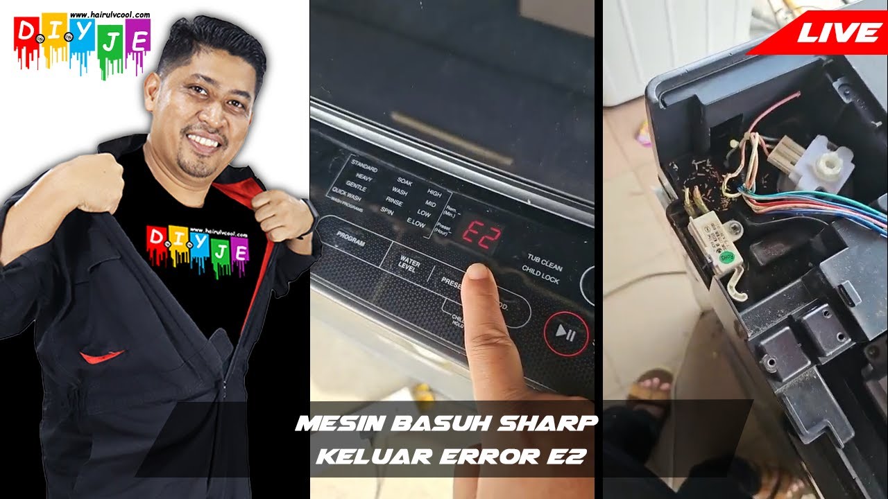 MESIN BASUH SHARP KELUAR ERROR E2