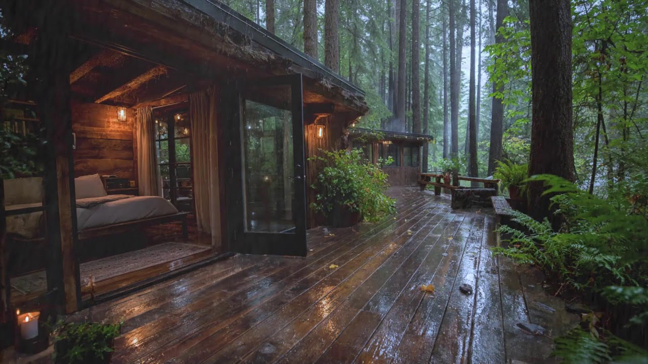 Peaceful Rain Sounds at a Cozy Wooden Cabin | Sleep Instantly & Reduce Anxiety