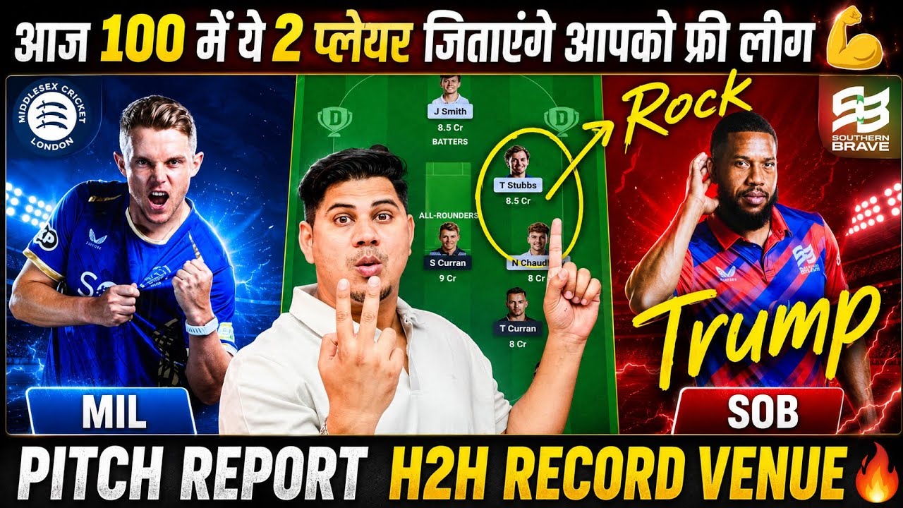 SOB 🆚 ML  Dream11 Prediction | Dream Team of Today Hundred Match | SOB🆚ML The Hundred Fantasy Tips💯✅
