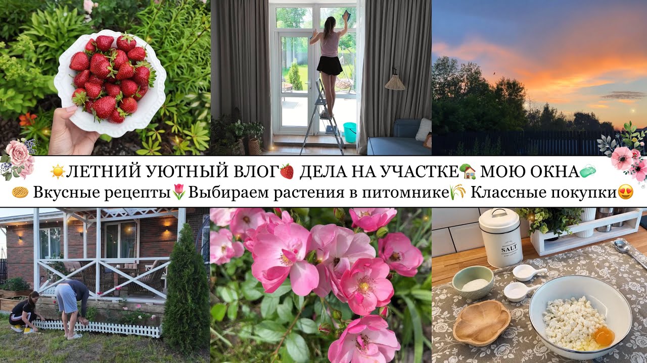 🍓ЛЕТНИЙ ВЛОГ☀️&bull; ДЕЛА НА УЧАСТКЕ🏡&bull; МОЮ ОКНА🧼&bull; ВКУСНЫЕ РЕЦЕПТЫ🧇&bull; ВЫБИРАЕМ РАСТЕНИЯ🌷&bull; КЛАССНЫЕ ПОКУПКИ😍