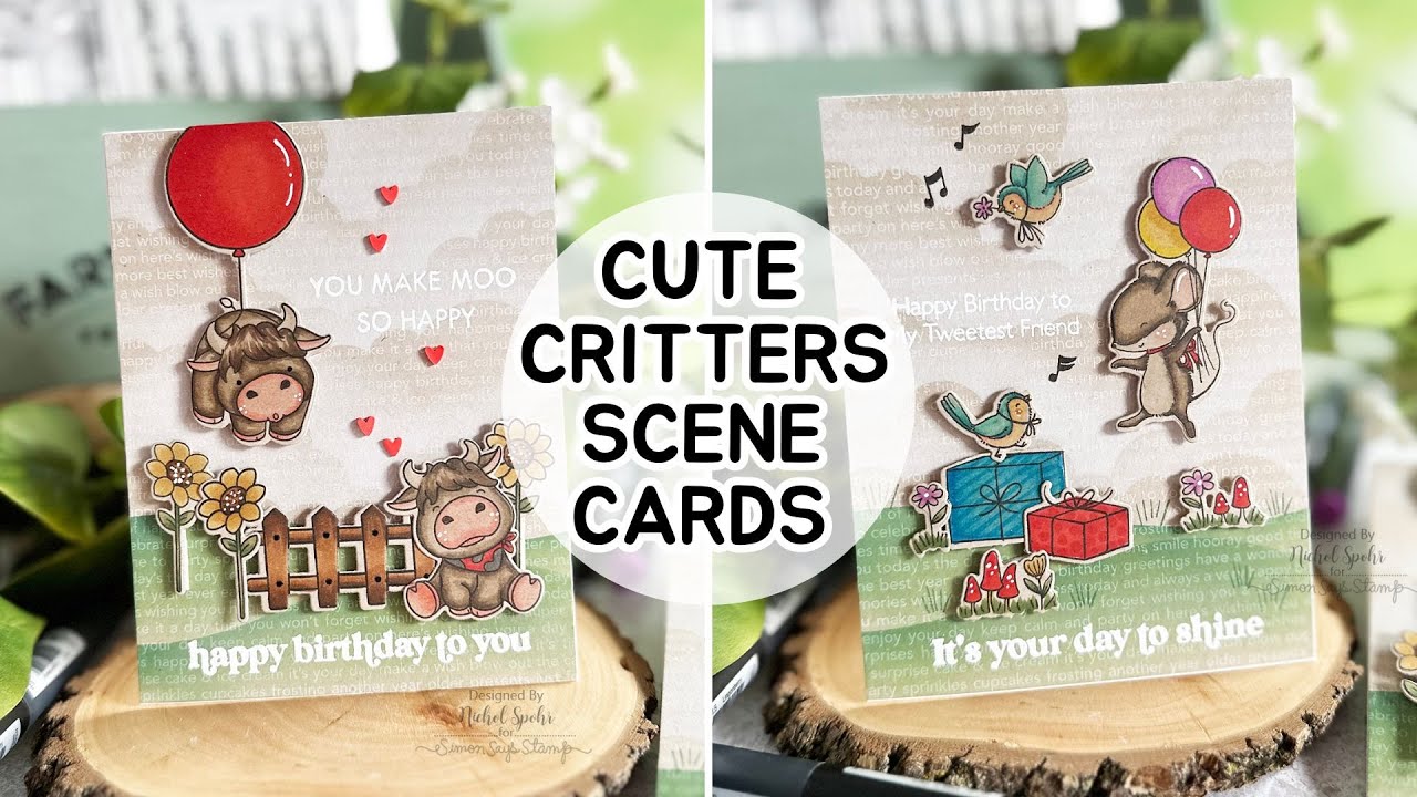 Cute Critter Scene Cards (MFT Stamps February 2024 Release)