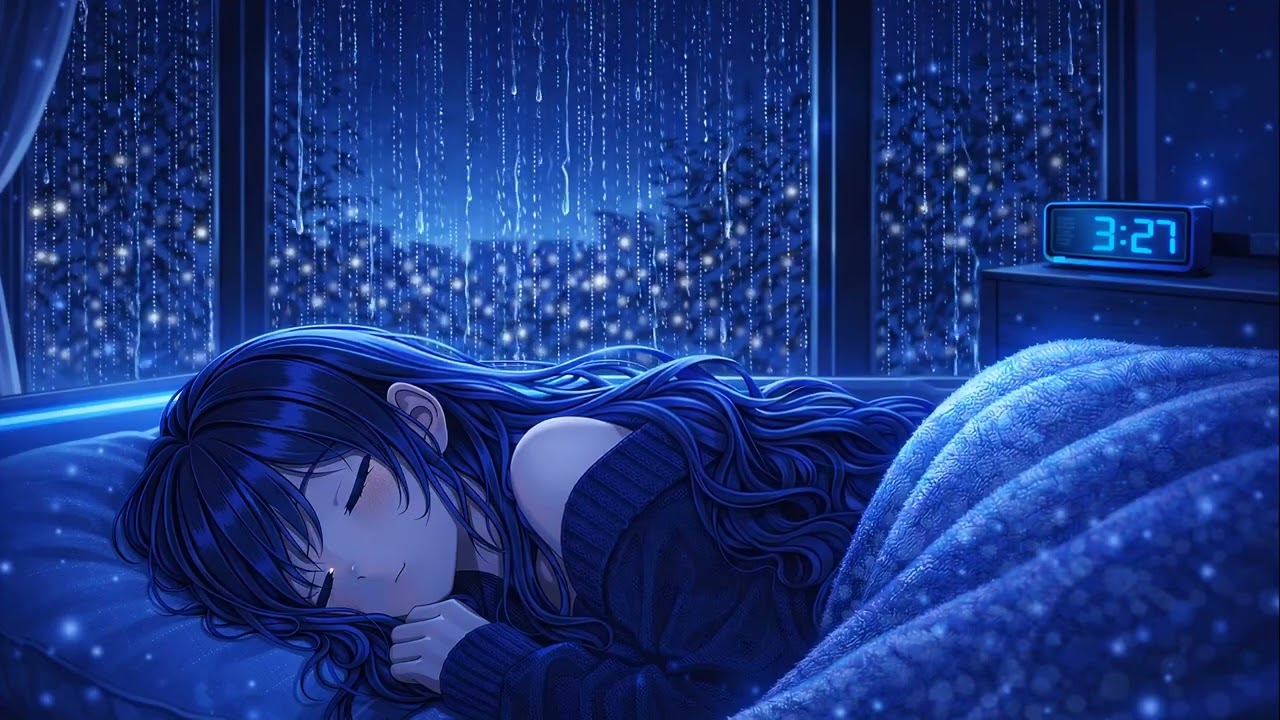 Night Rain Window | Calm Piano & City Rain Sounds (12 Hours)
