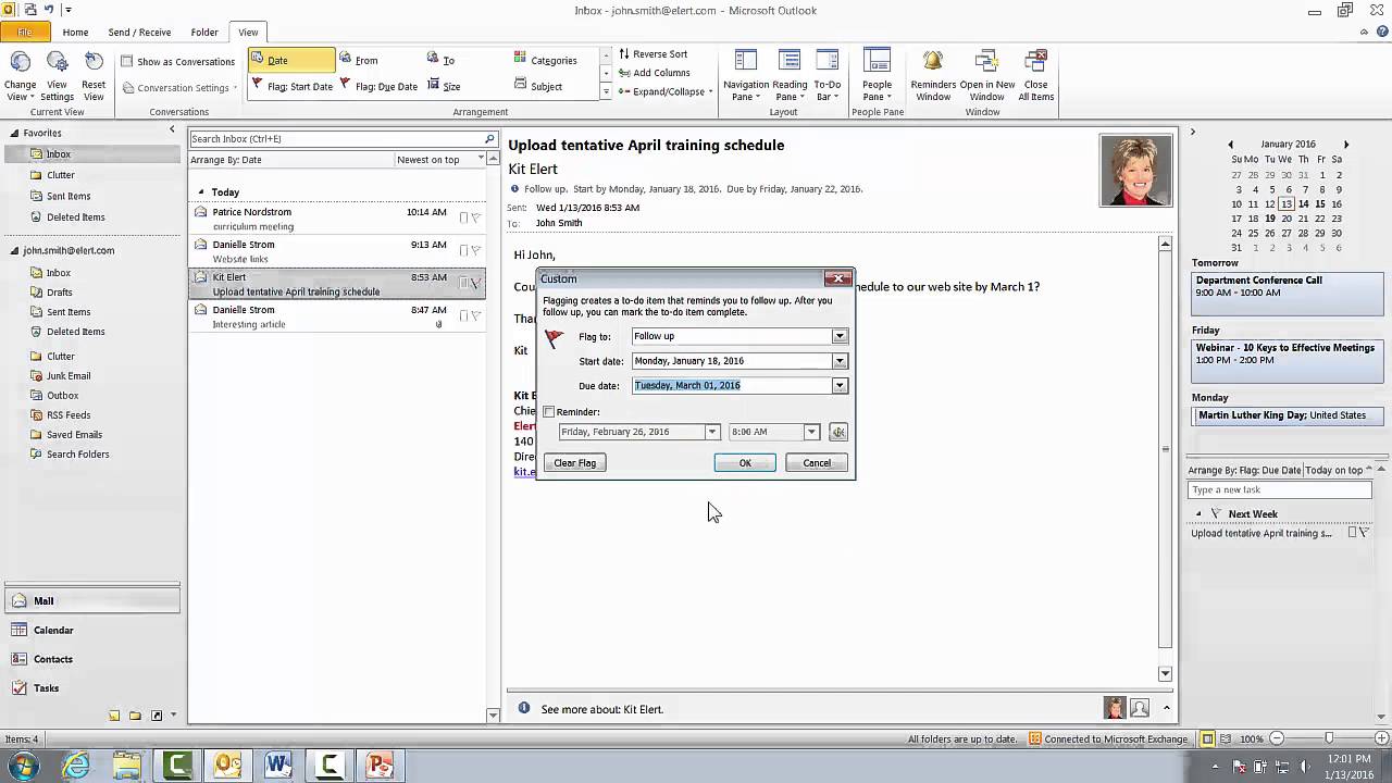 Creating Tasks from Email Messages in Outlook