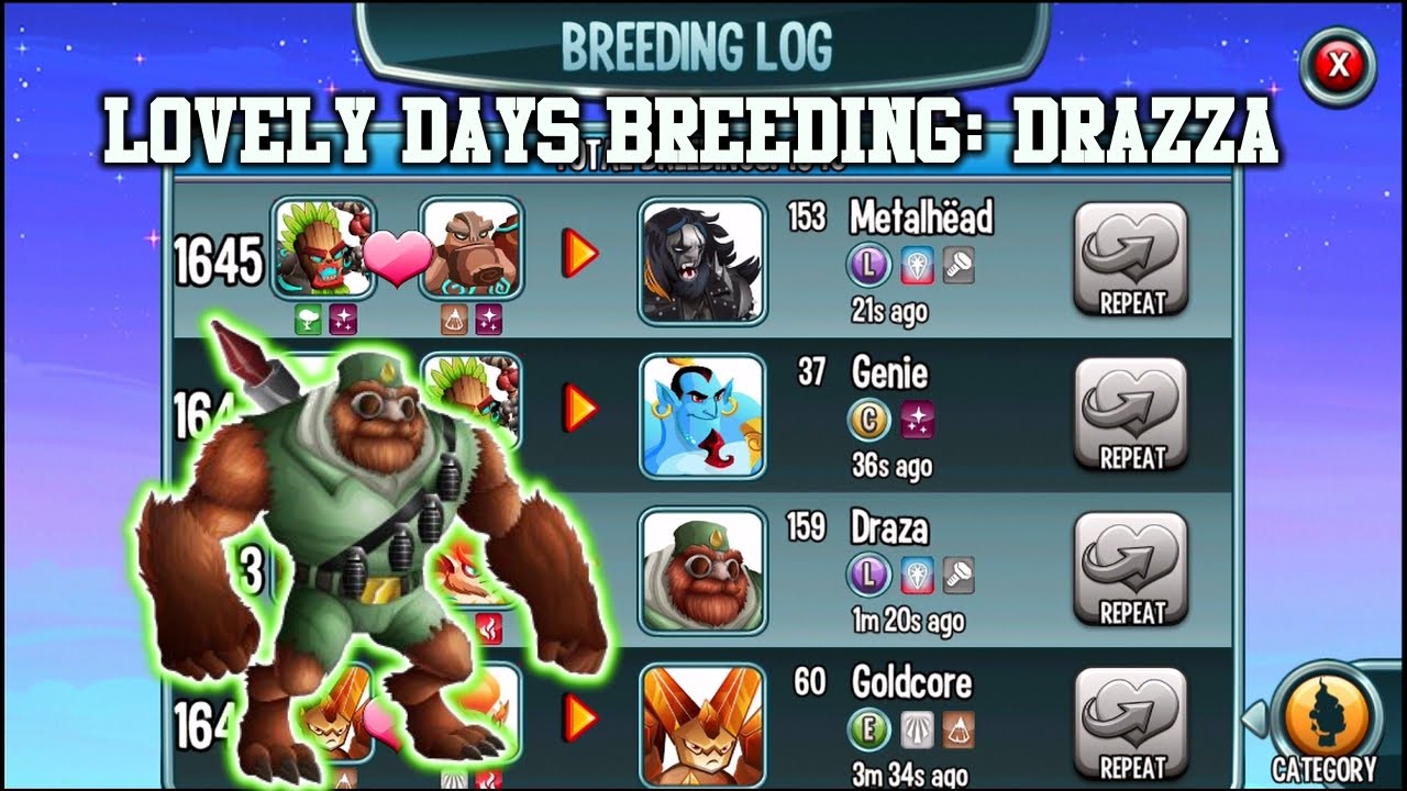 Monster Legends - How to breed Drazza and Metalhead (Lovely days breeding)