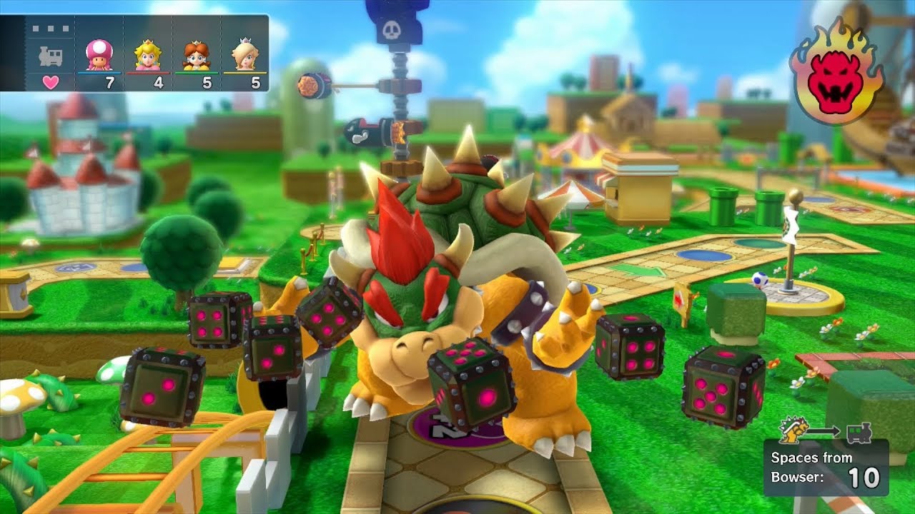 Mario Party 10 Bowser Party #309 Toadette, Peach, Daisy, Rosalina Mushroom Park Master Difficulty