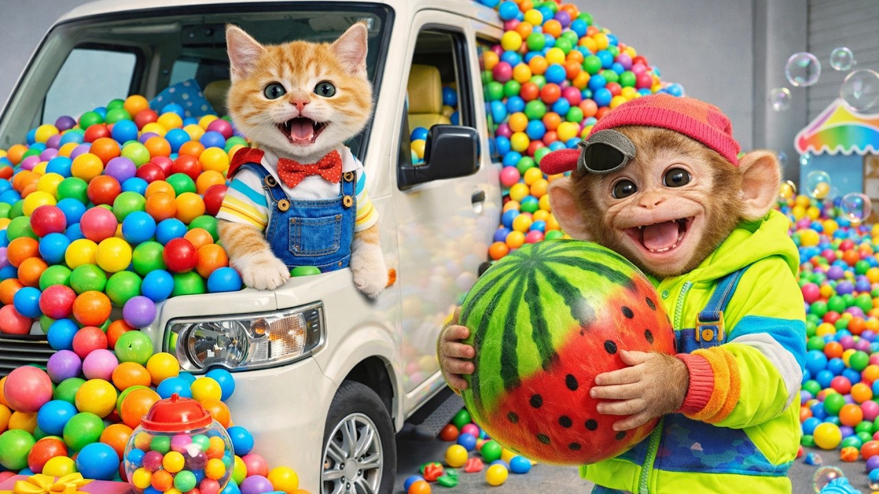 Bebé Dudu disfruta ensalada de frutas con sus amigos en el jardín feliz | MONO DUDU ESP
