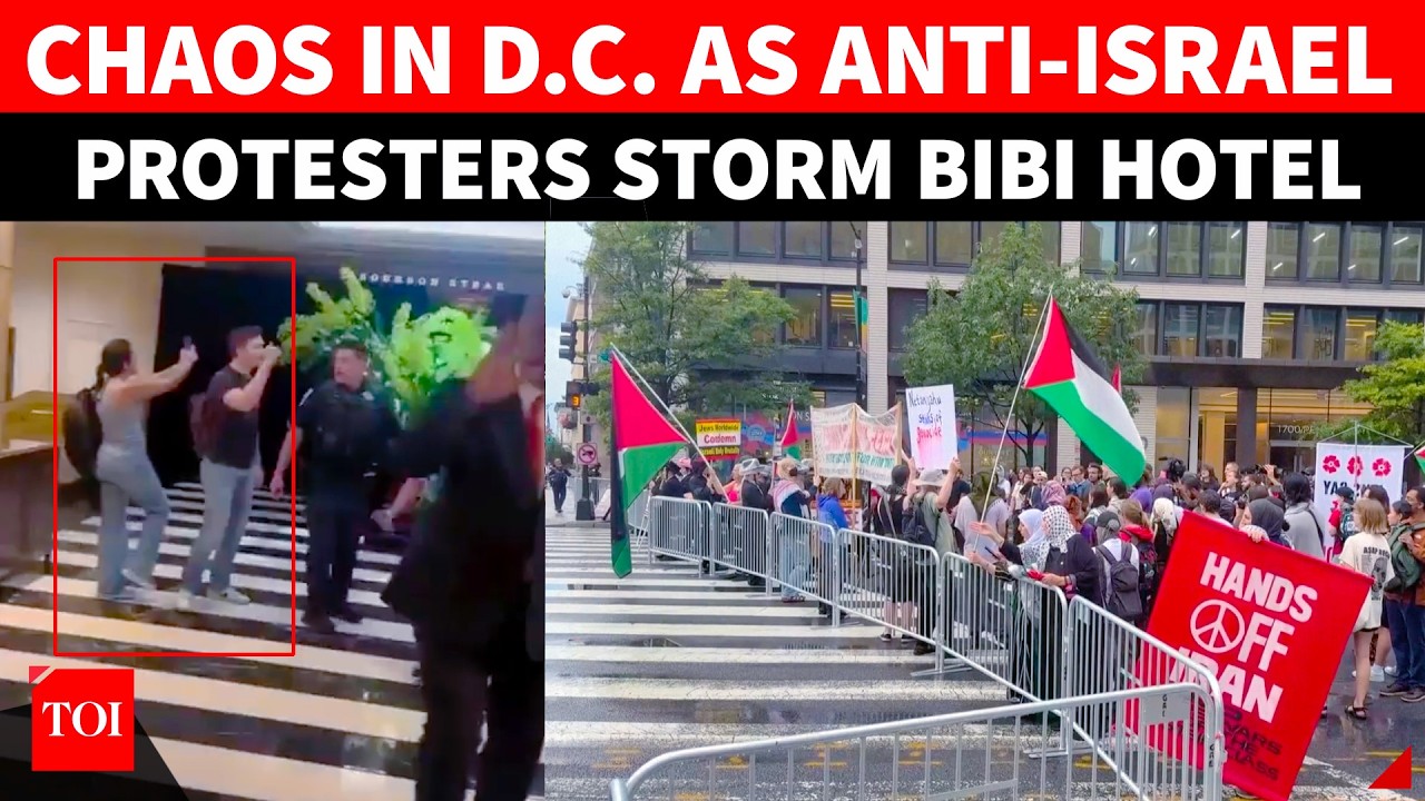 'Bibi, You Can't Hide': Chaos In DC As Anti-Israel Protesters Breach Netanyahu's Hotel Lobby | WATCH