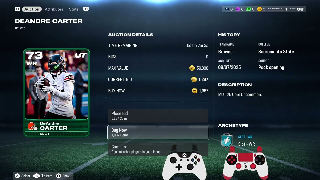 Madden 26 How to Place Bid for item or Player