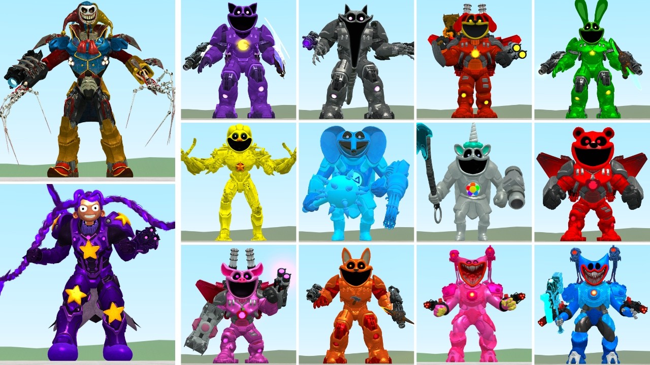 Mecha Titan Prototype & Lily Lovebraids Vs All Mecha Titan Smiling Critters In Garry's Mod