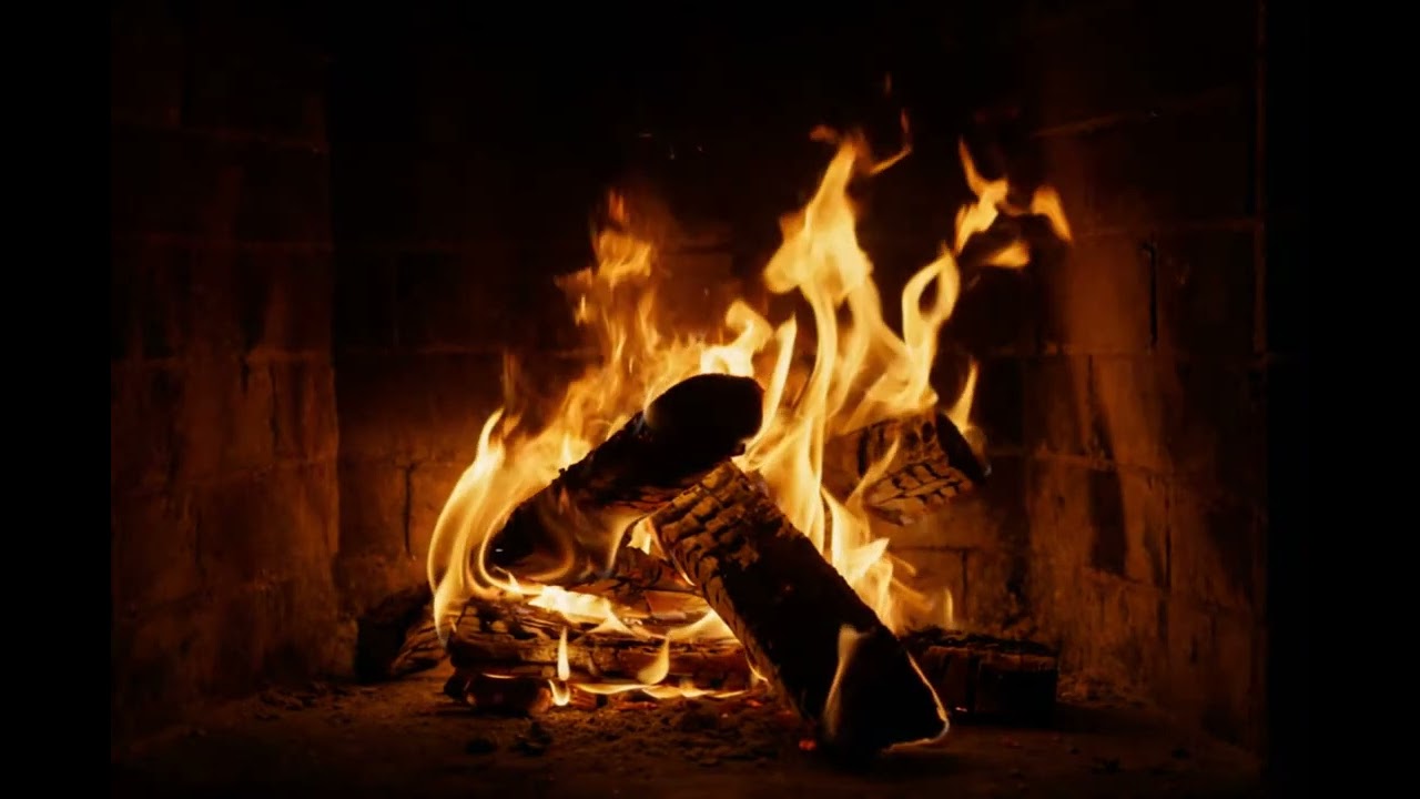 🔥4K Fireplace Ambience (24/7 NO Music). Fireplace with Calming Burning Logs and Crackling Fire Sou