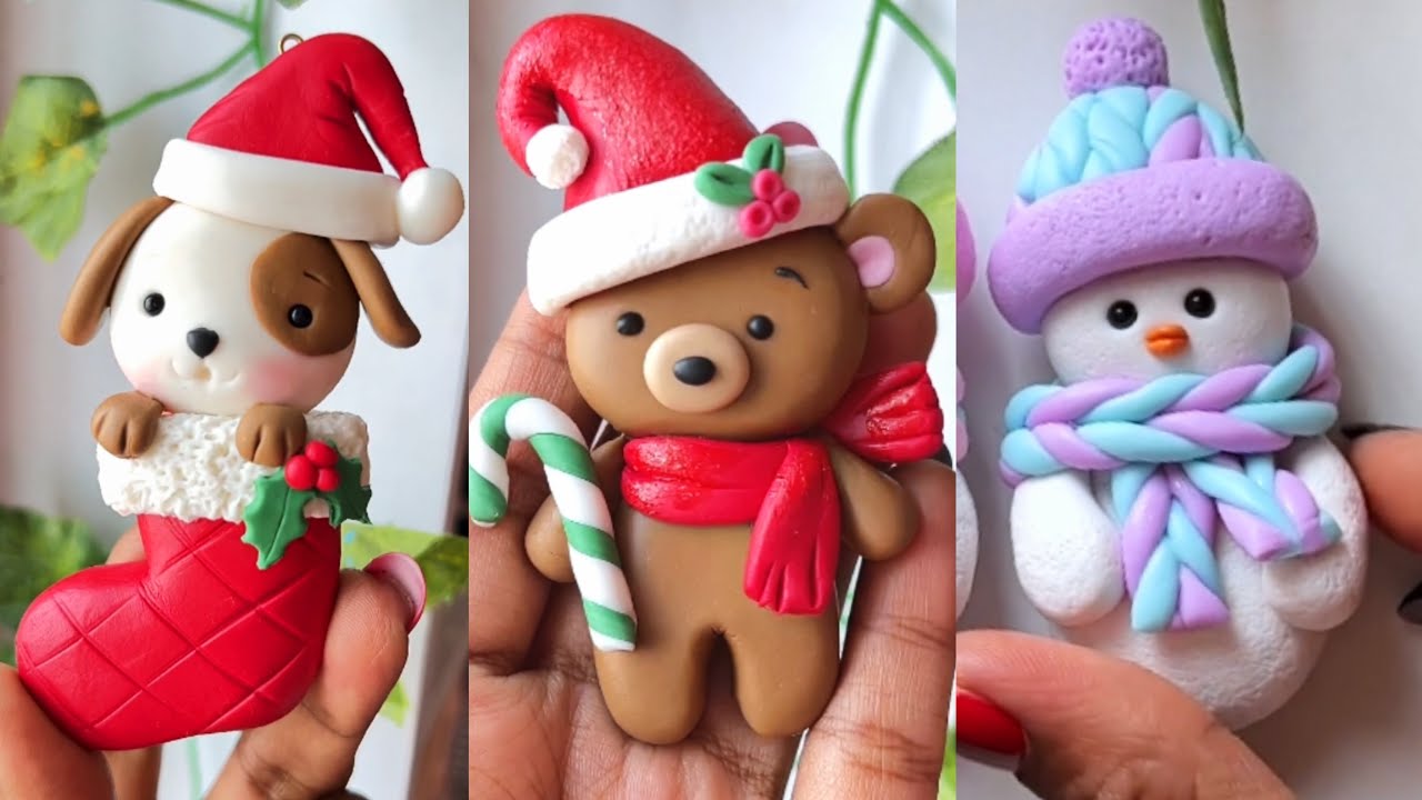 Adorable Christmas Ornaments from Air Dry Clay | Cold Porcelain Clay | Clay Craft Ideas