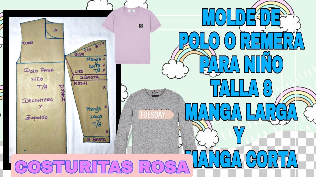 MOLDE POLO O REMERA PARA NIÑO TALLA 8