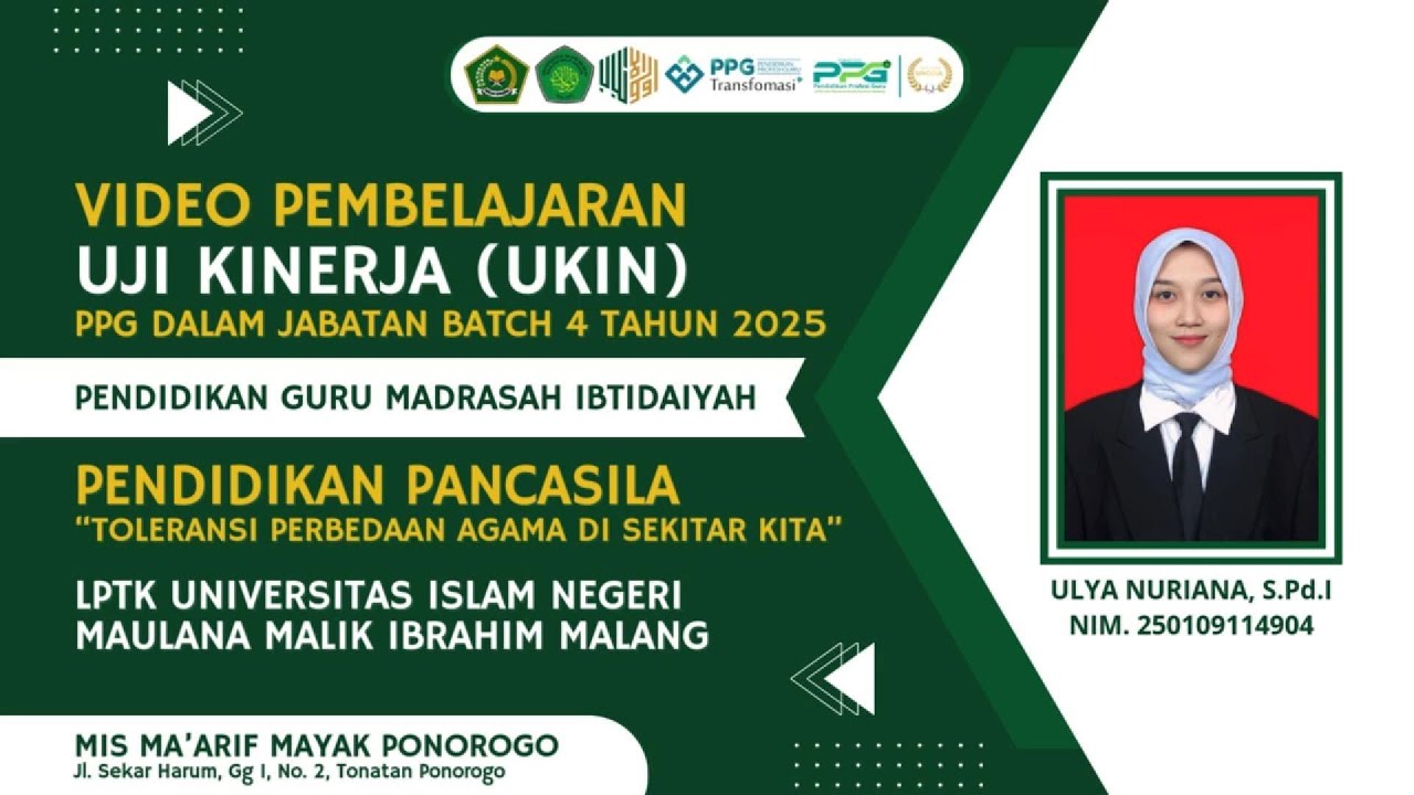 VIDEO UJI KINERJA (UKIN) PPG DALJAB BATCH 4 TAHUN 2025, LPTK UIN MAULANA MALIK IBRAHIM MALANG