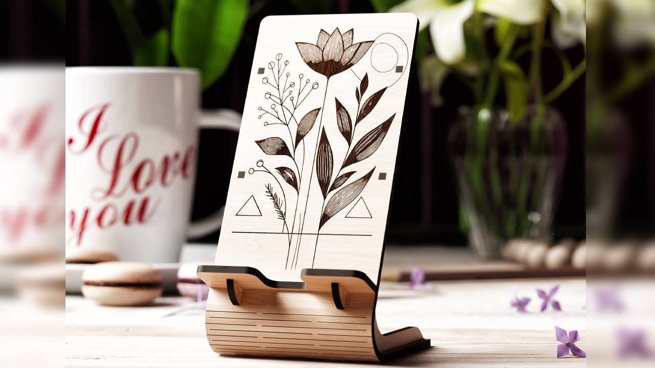 Modern Minimalist Phone Stand - Laser Cut Wooden Mobile Holder Digital Download SVG |#486|