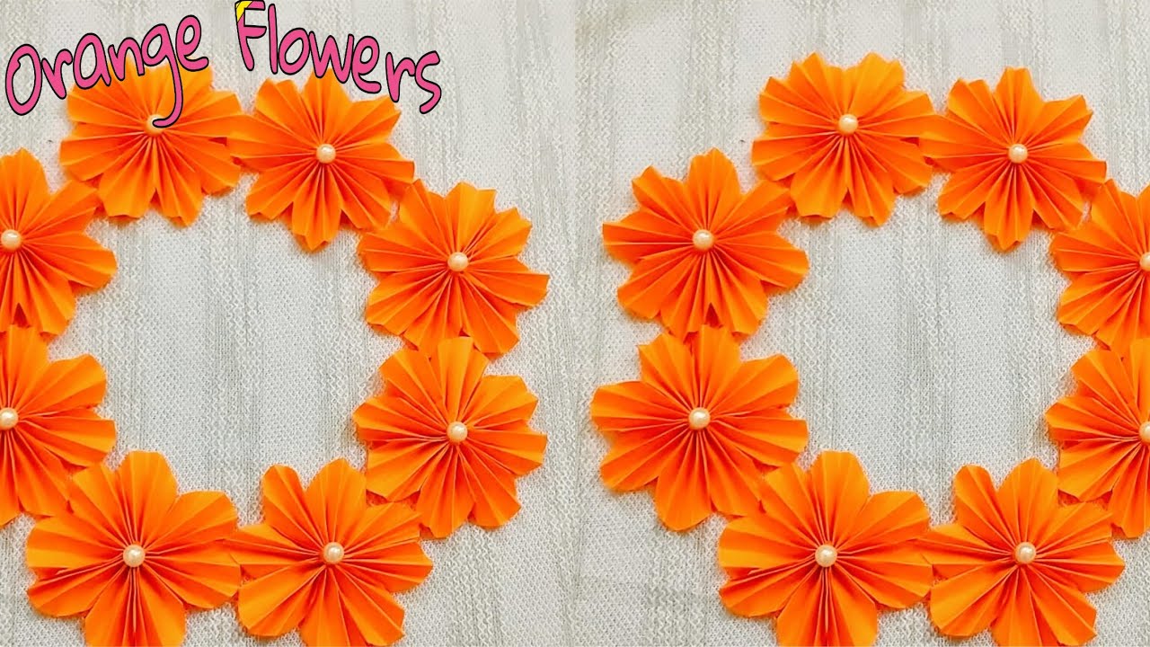 How to make beautiful and easy orange flowers 💐💐 using paper || learn craft