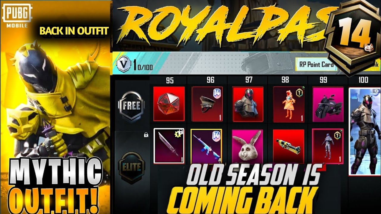 A14 RP Crate New Changes 15 Old Mythic Outfit Return In Next Royal Pass | A14 Bonus pass Leaks PUBGM