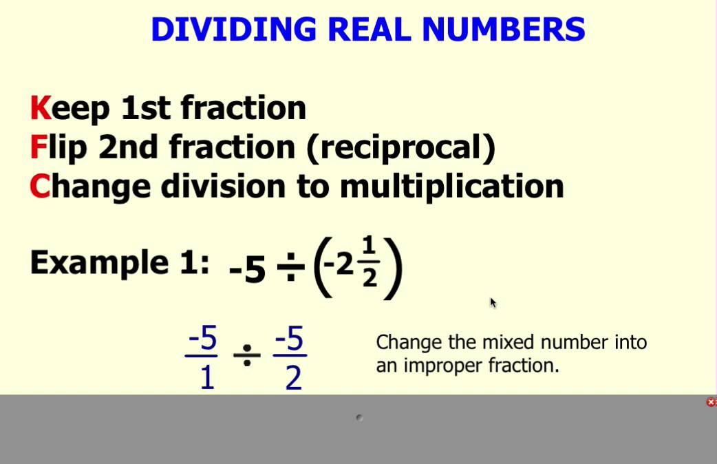 Dividing Real Numbers