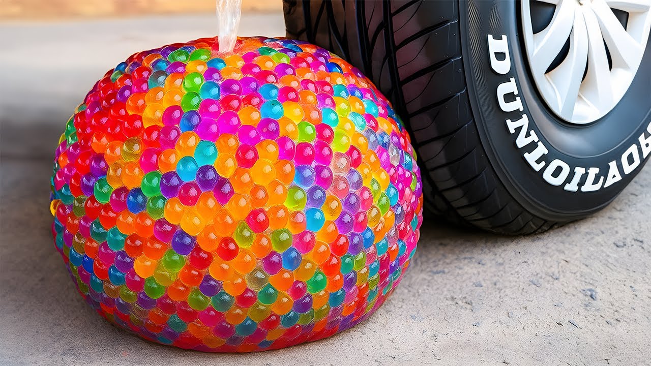 Crushing Experiments Video!! &Car vs Crunchy Color Giant Toothpaste Balloons & Soft Things By Car #1