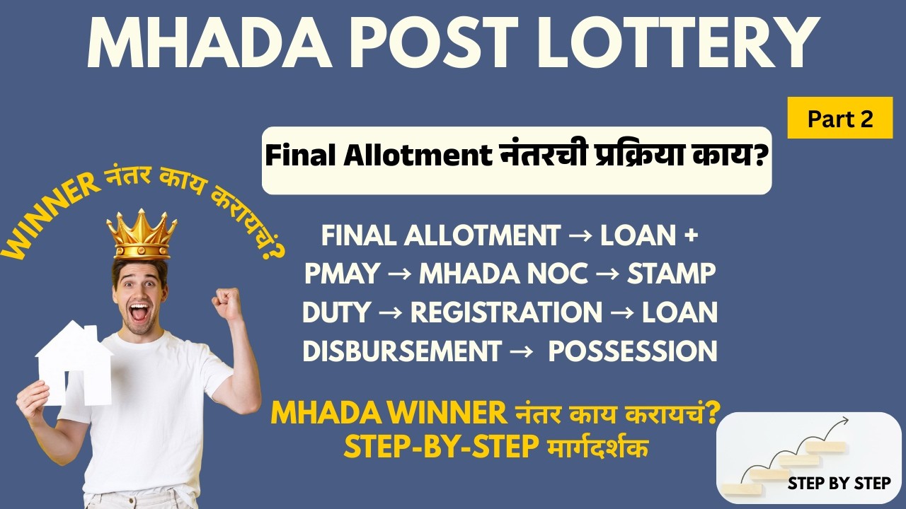 MHADA Lottery जिंकल्यावर पुढे काय? | Loan | PMAY | NOC | Stamp Duty |Possession | Step by Step Part2