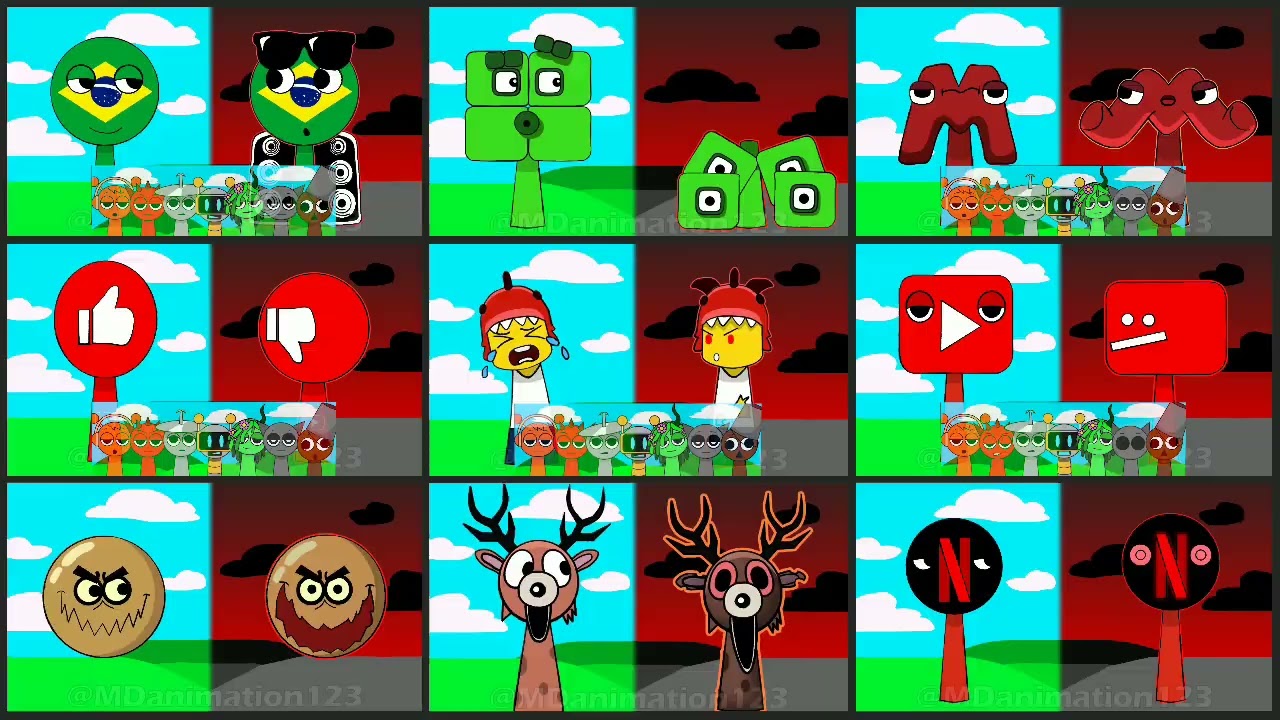 ALL SPRUNKI |Netflix, You tube, Brazil, Dirty Bubble and DEER, Roblox|,[My Sprunki OC animation]