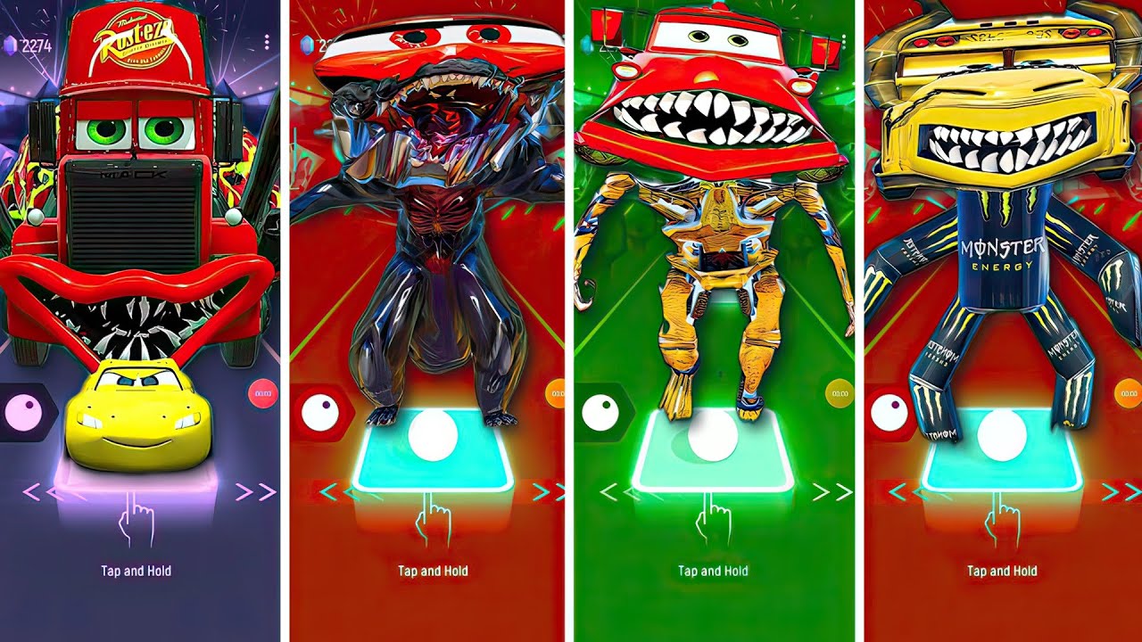 Mack Spider Eater 🆚 Godzilla McQueen Eater 🆚 Terminator Tow Mater Eater 🆚 Energy Miss Fritter Eater