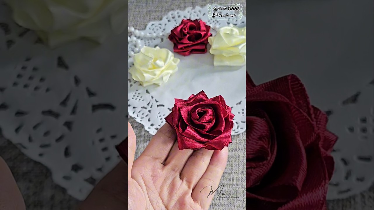 DIY Satin Rose Flowers &ndash; Romantic & Easy Craft Idea 🌹#shortsviral #shorts #diycrafts