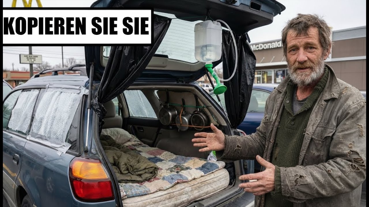 Wie obdachlose Menschen im Auto kochen, schlafen u