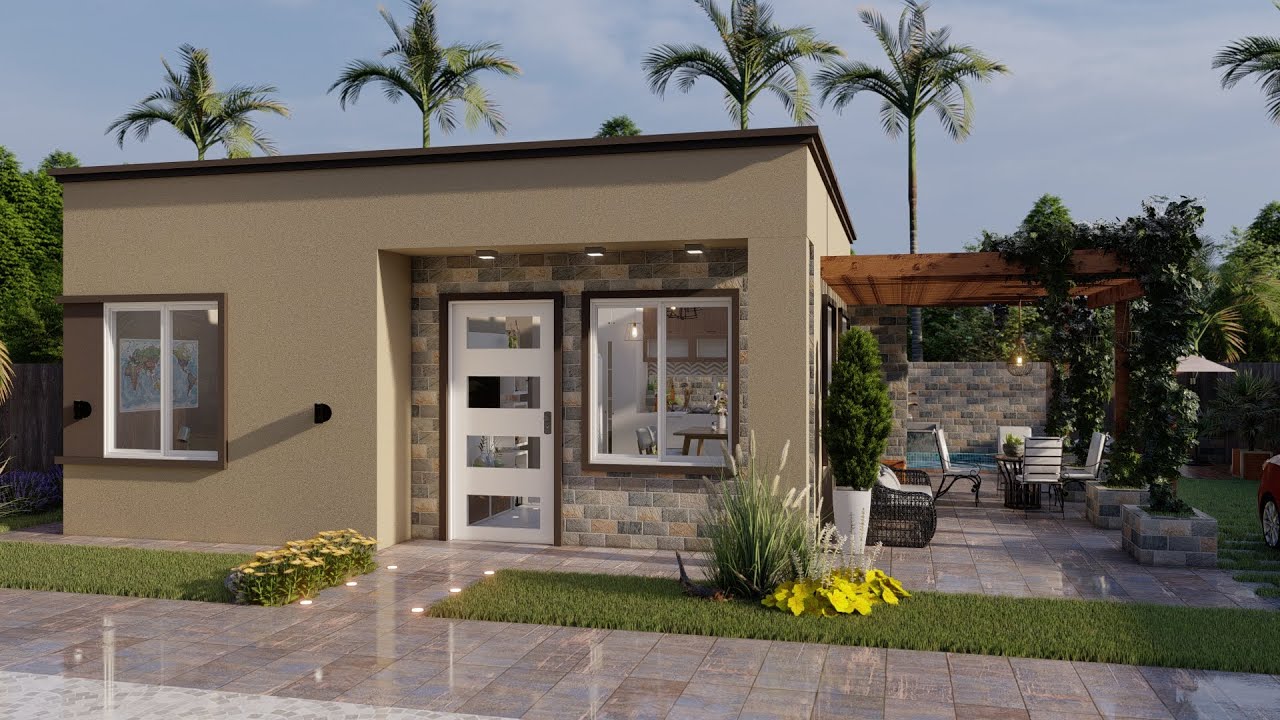 Plano de casa de 7x7 metros  Planos casas 2 dormitorios económicas