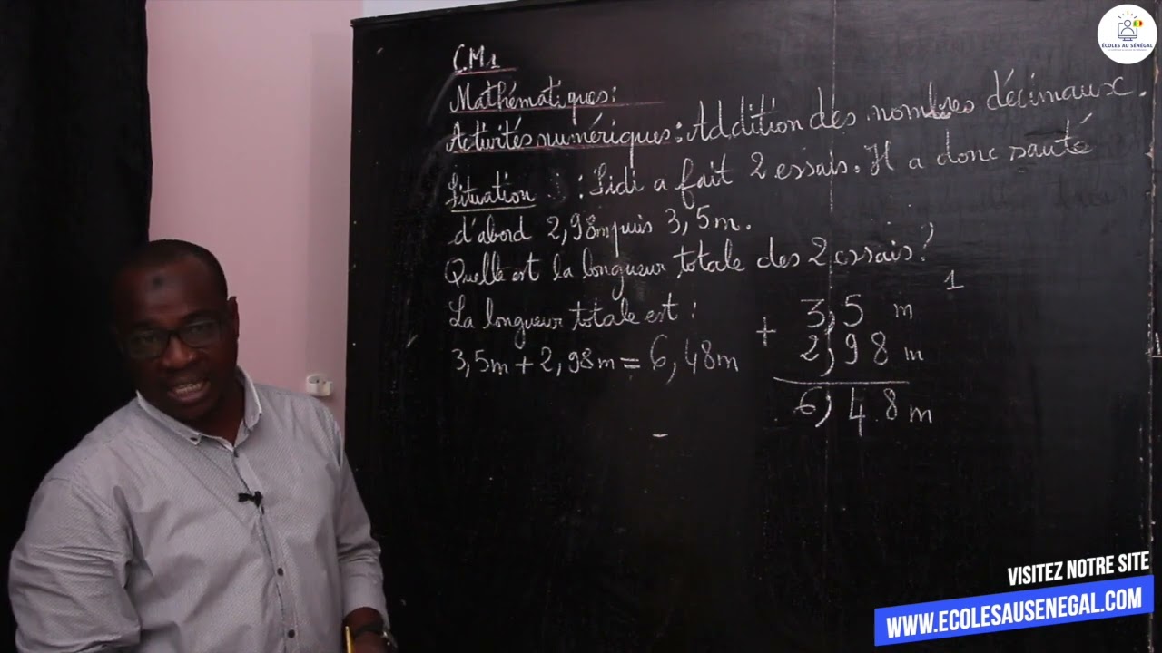 Cours - CM1 - Mathématiques: Activités Numériques / Addition des nombres décimaux /M. Gassama