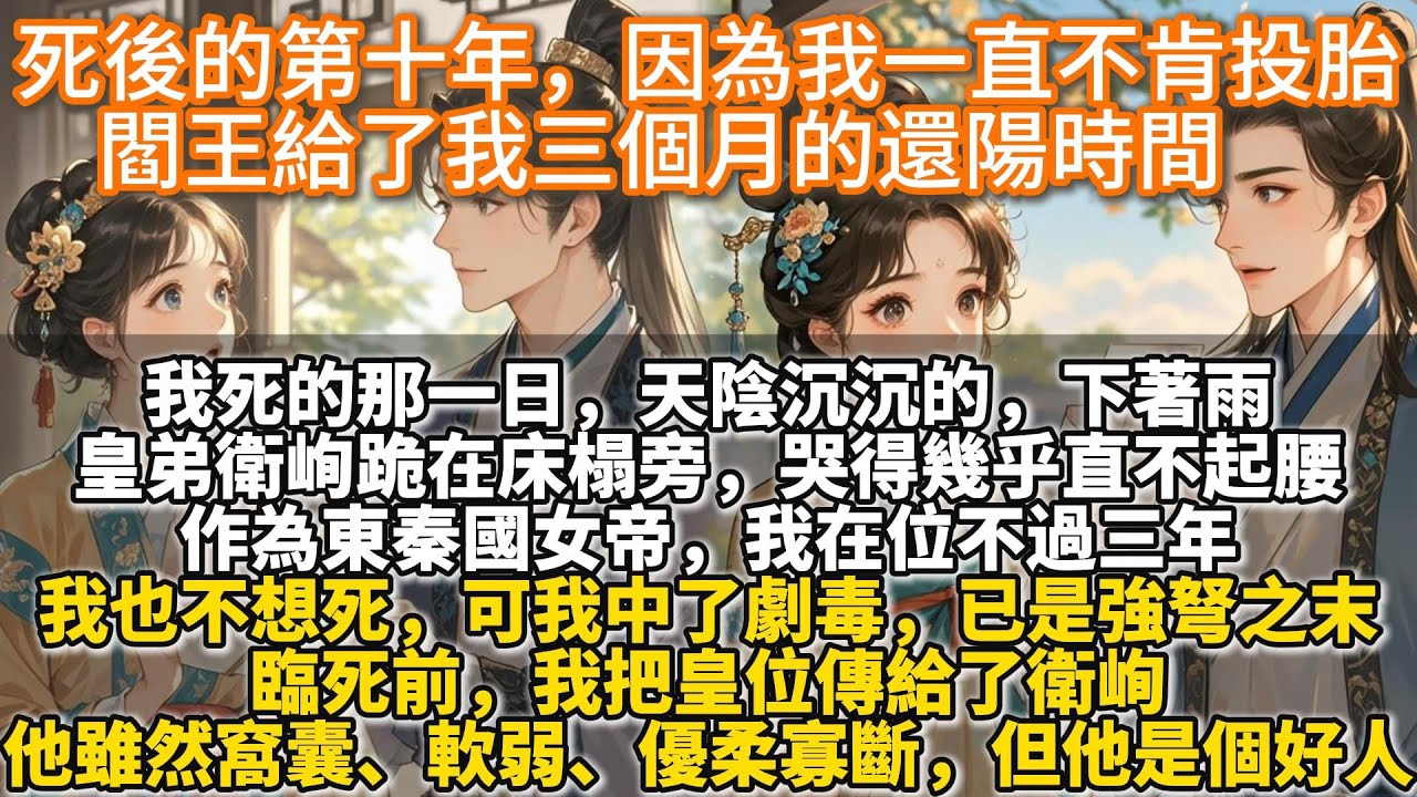 完結甜文：死後的第十年，因為我一直不肯投胎，閻王給了我三個月的還陽時間。我死的那一日，天陰沉沉的，下著雨。皇弟衛峋跪在床榻旁，哭得幾乎直不起腰。我在位不過三年，我也不想死，可我中了劇毒，已是強弩之末