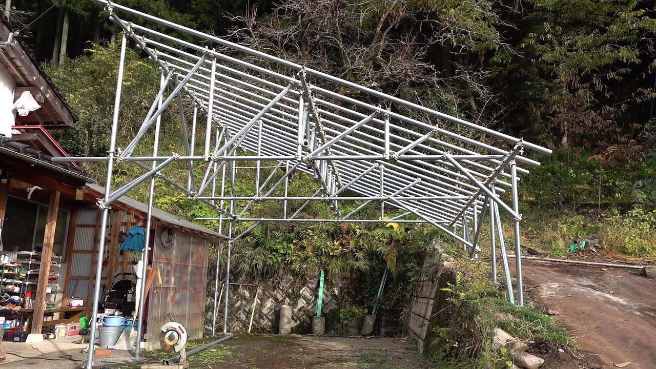 単管パイプガレージの骨格ができあがりました