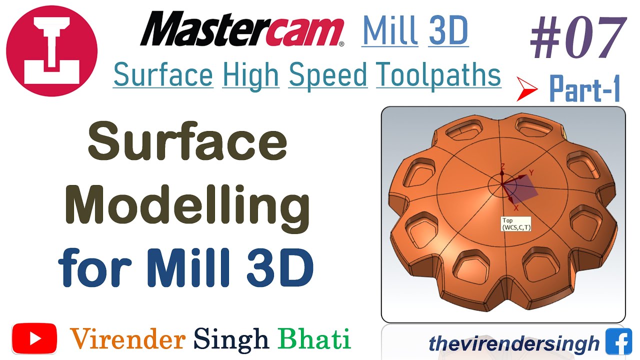 Surface Modelling in Mastercam || @Virender Singh Bhati || Revolve || Trim to Surface  || Draft