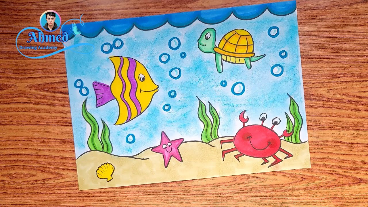رسم قاع البحر || Drawing the sea floor || Deniz tabanının çizilmesi || Dessiner le fond marin 3