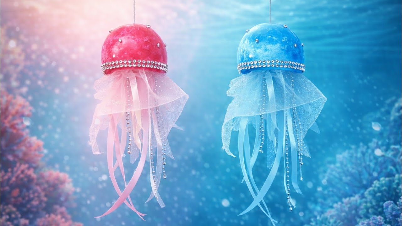 DIY with just a light bulb 🪼🪸/Tutorial on making a jellyfish🪼