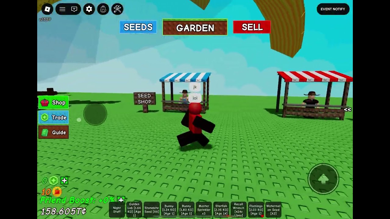 playing grow a garden 