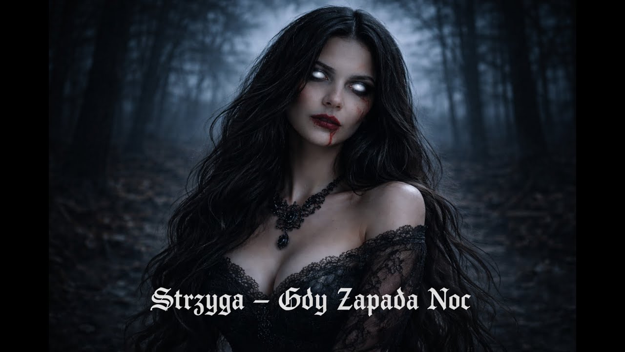 STRZYGA – GDY ZAPADA NOC to mroczny, rytualny utwór z pierwotnym lękiem przed nocą.