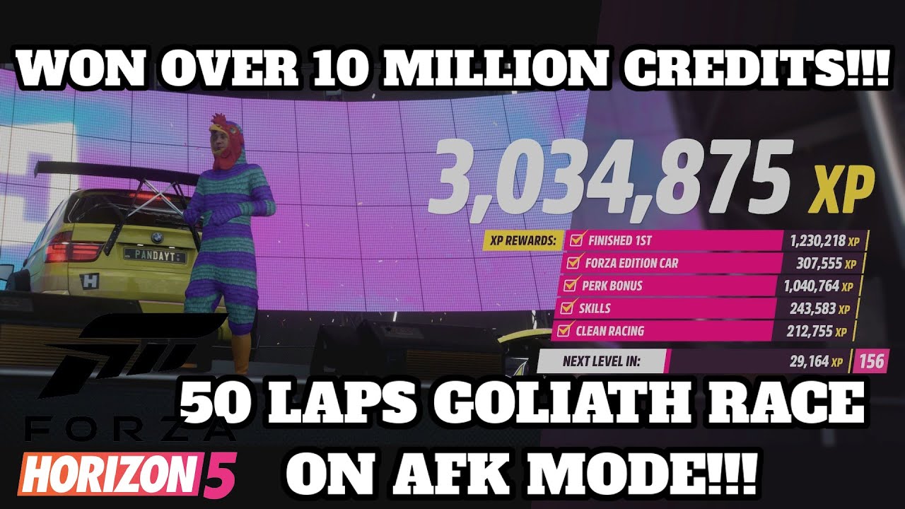 FORZA HORIZON 5 50 КРУГОВ ГОНКА ГОЛИАФА С ФУНКЦИЕЙ AFK 3 МИЛЛИОНА ОПЫТА!!!