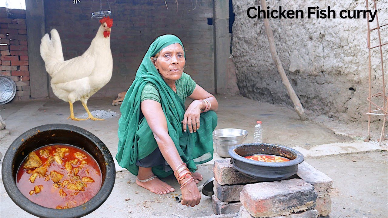 Fish Chicken Recipe | Village Style Cooking with Grandma | Traditional Desi Taste