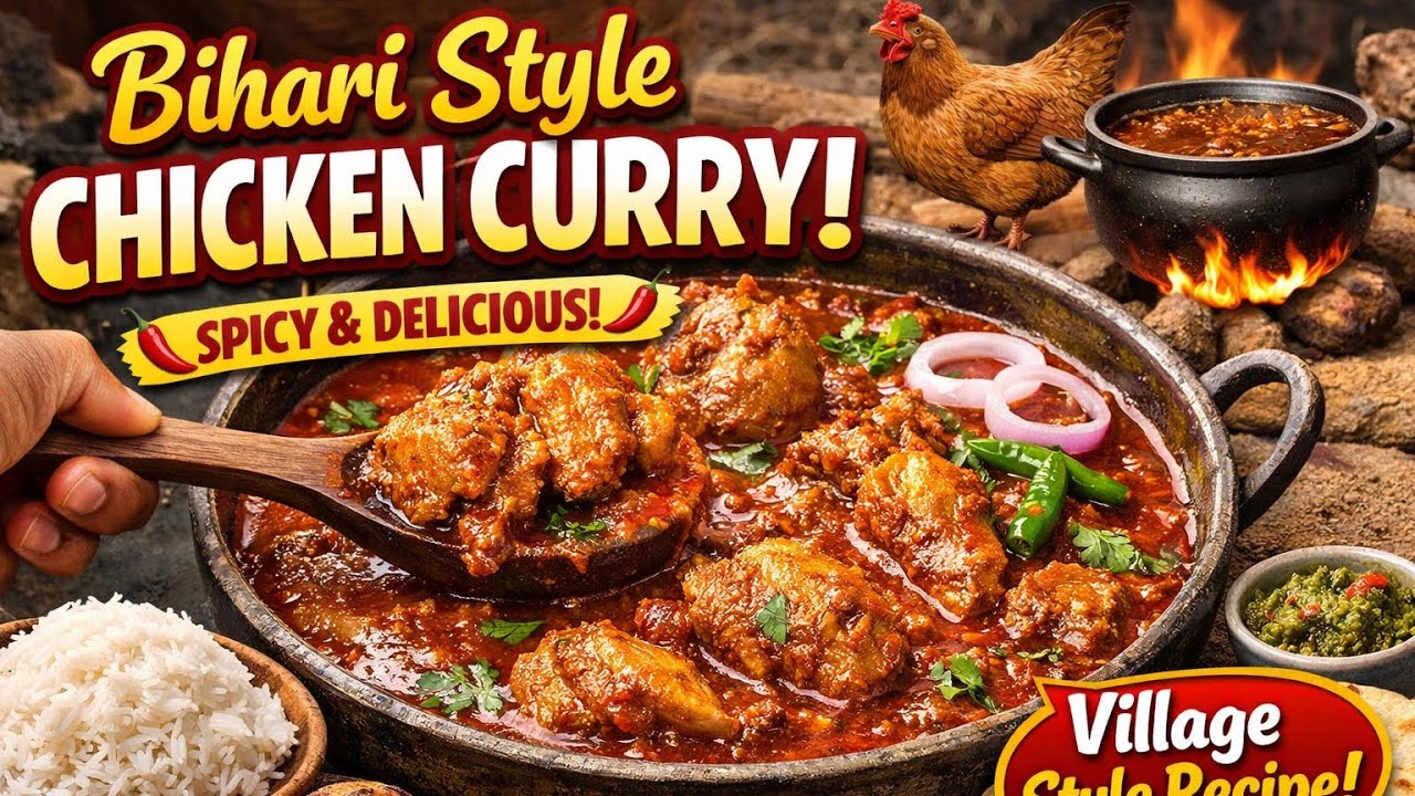 Bihari Style Chicken Curry Recipe | Authentic Desi Murga Curry | Easy Village Style Cooking #chicken