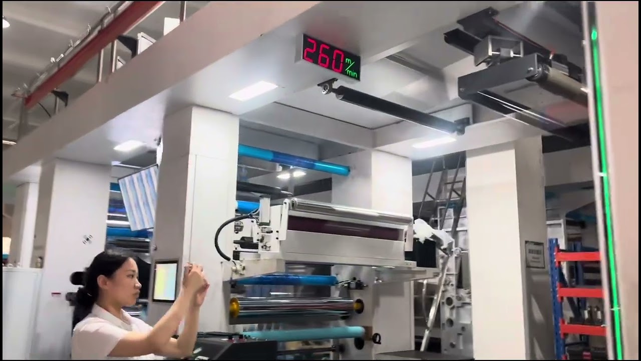 8+1 250m/min PE PET OPP central drum flexo printing machine